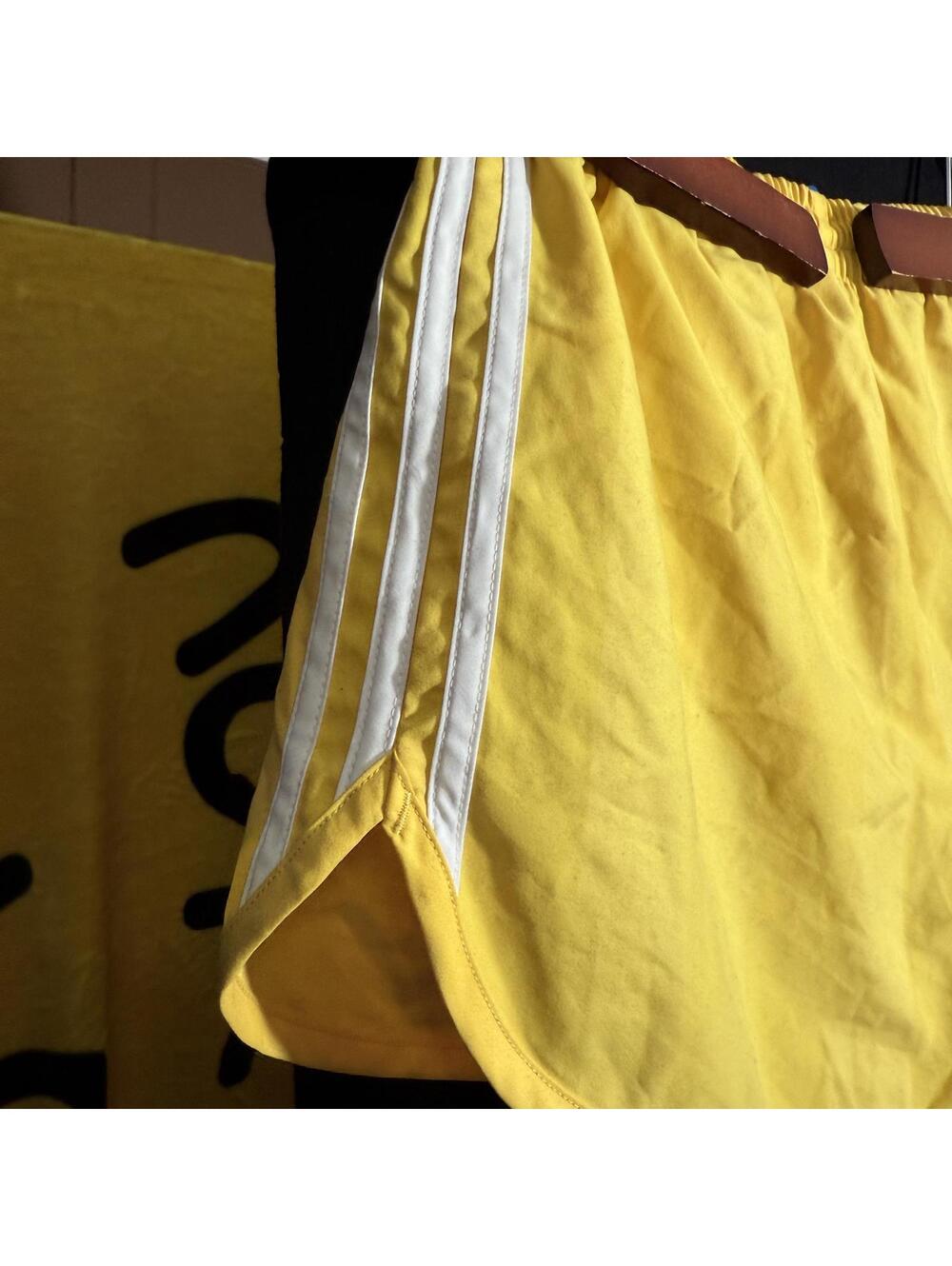 Adidas Yellow Vintage Athletic Swim Shorts with Stripes - Picture 6 of 7